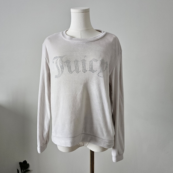 Juicy Couture Size m bling logo velour pullover crewneck long sleeve - Picture 1 of 9